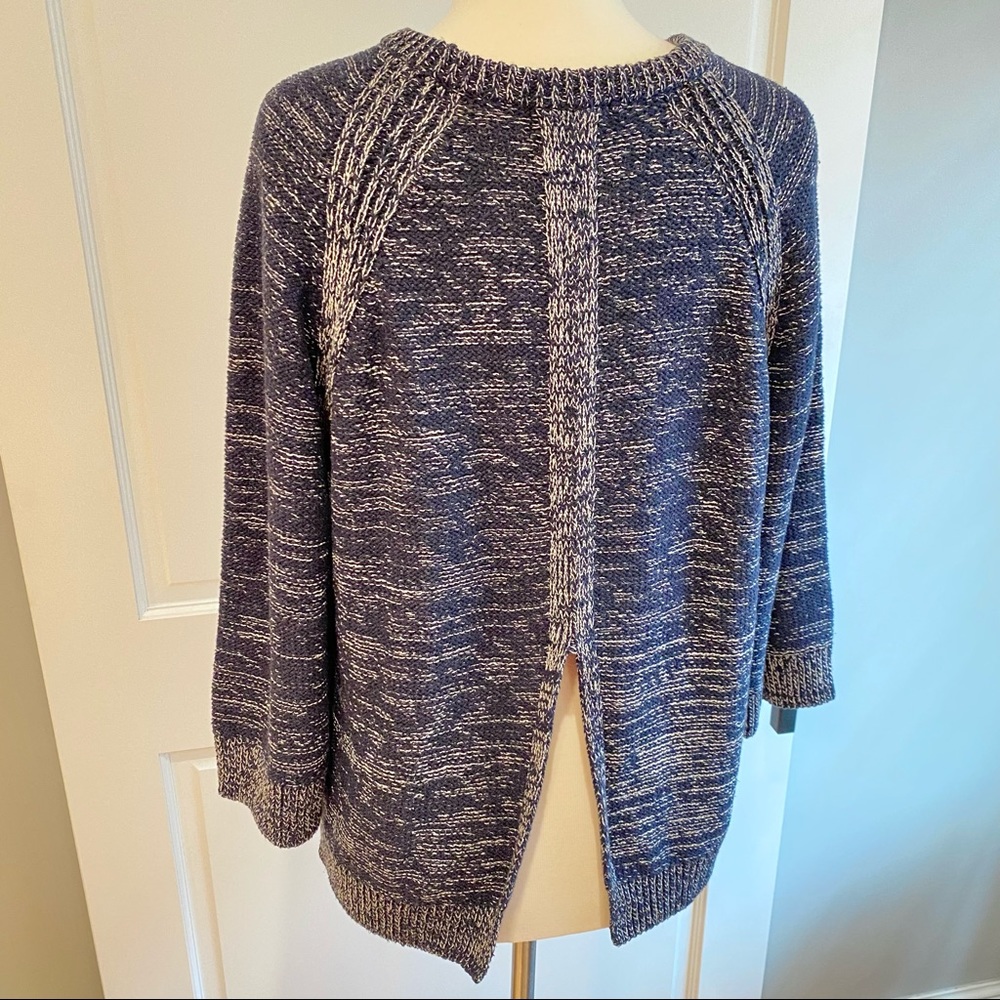Massimo Dutti Blue Marled Split Back Sweater - image 5